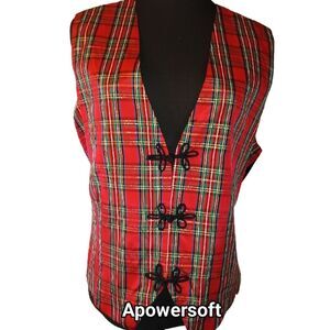 Red Plaid Taffeta Vest